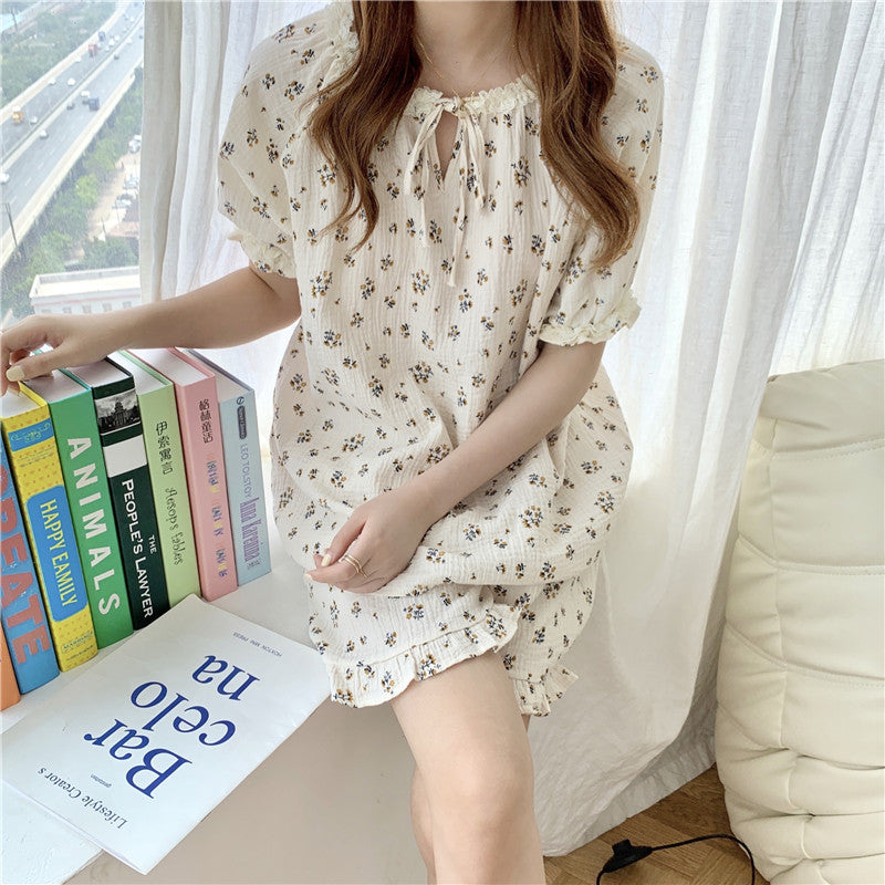Women's Floral Lace Pajamas | Cute Short Sleeve Sleepwear