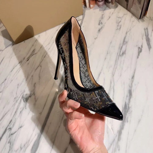 Sexy Mesh Stiletto Pumps for Women | Elegant Pointed High Heels