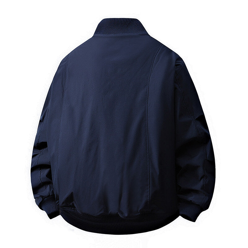 Men's Stand-Up Collar Jacket Loose Fit – Double Zipper Coat