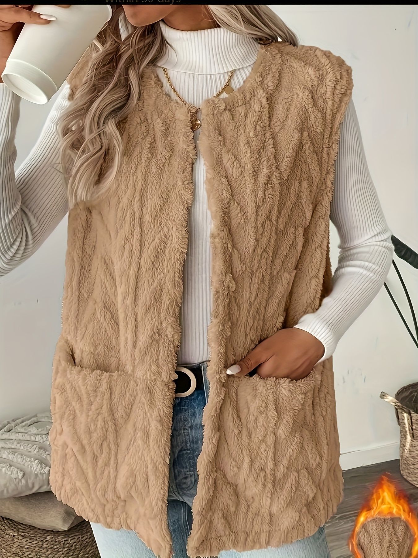 Women's Reversible Fleece Vest – Wearable on Both Sides, Warm & Casual