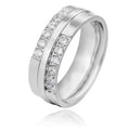 Modern Titanium Steel Couple's Ring with Zircon – Elegant Partner Ring