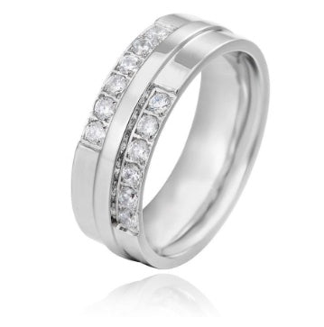 Moderner Titanstahl Paarring mit Zirkon – Eleganter Partner Ring