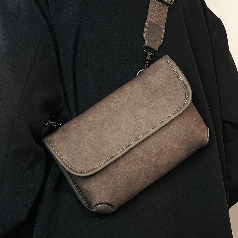 Men's Leather Shoulder Bag Check | Crossbody Street Messenger Bag