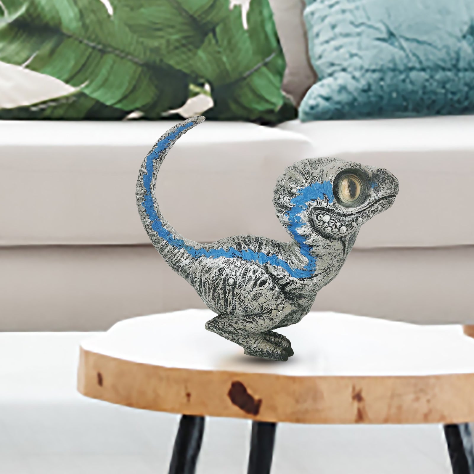 Niedliche Dinosaurier Gartenfigur – Realistische Velociraptor Resin Deko