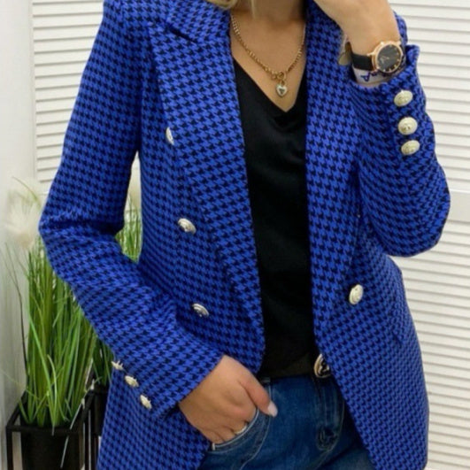 Eleganter Damen Blazer im Hahnentritt-Muster – Stilvoll & Zeitlos