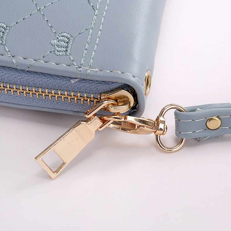 Women's Clutch Wallet with Crown Embroidery | Elegant Long Wallet