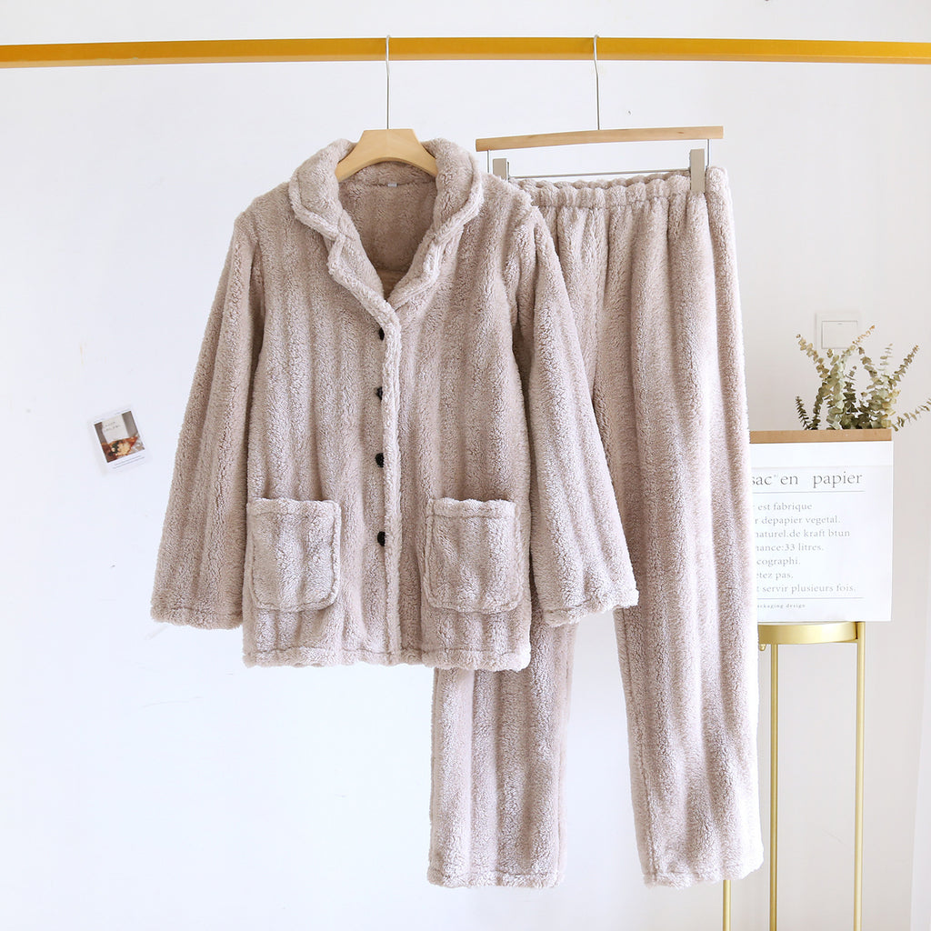 Coral Fleece Damen Pyjama | Warme Winter Nachtwäsche
