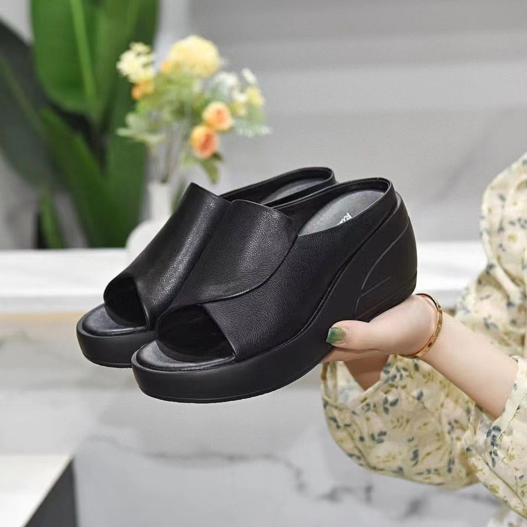 Damen Echtleder Keilsandalen | Weich Komfort Sommer Schuhe