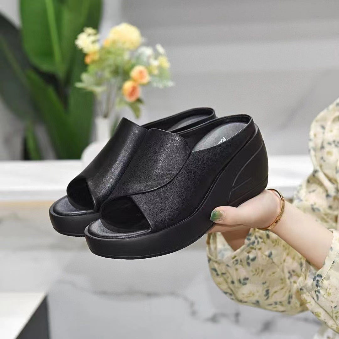 Damen Echtleder Keilsandalen | Weich Komfort Sommer Schuhe