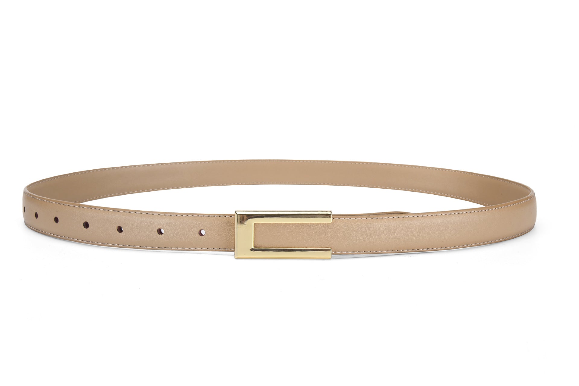 Women's Black Slim Leather Belt | Cowhide Retro Style