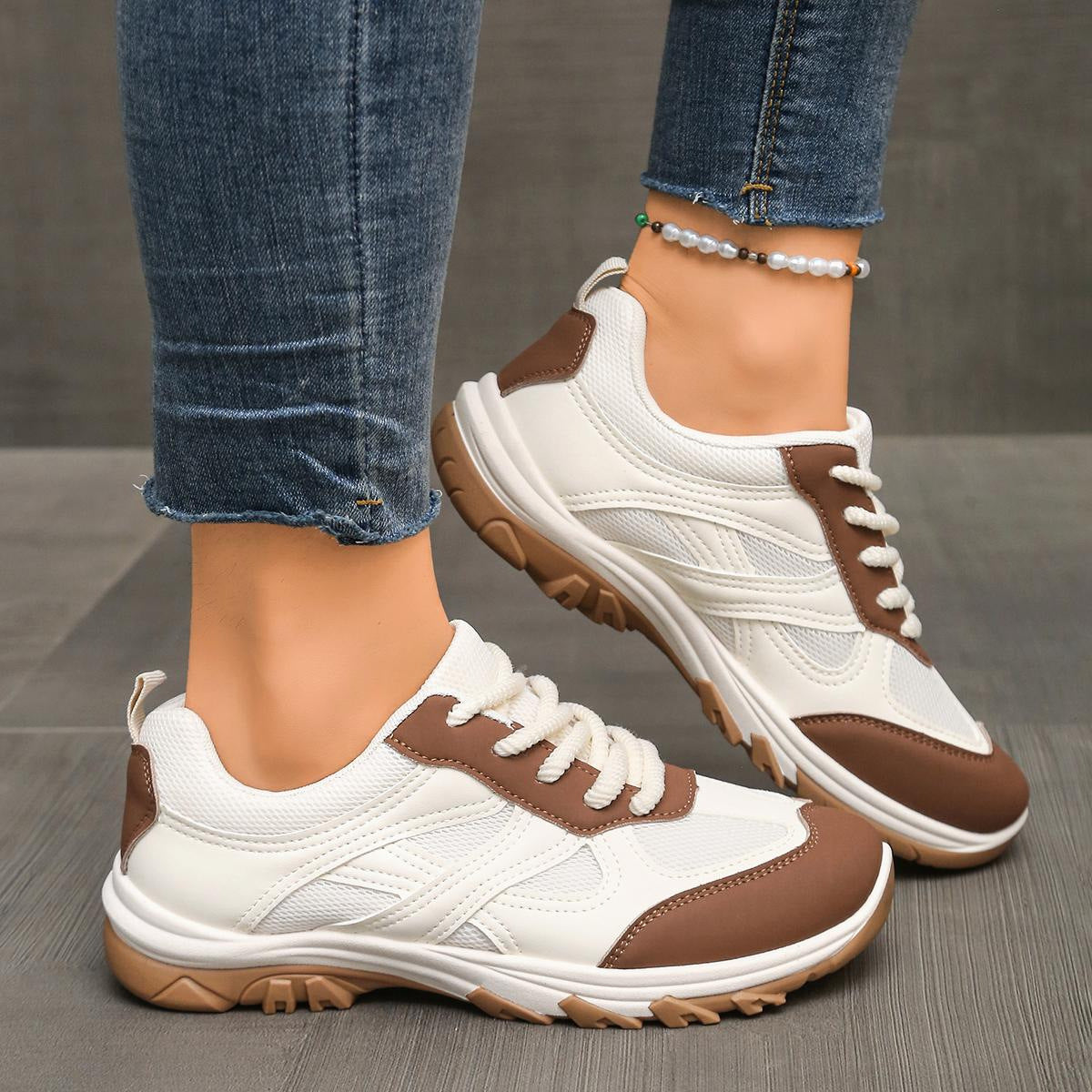Retro Damen Halbschuhe | Colorblock Sneaker im Vintage Style