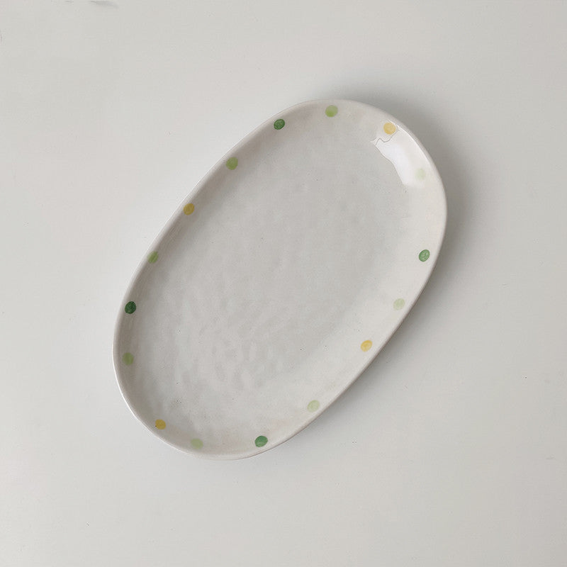 Keramik Teller Set oval | Frühstück Dessert Teller modern Design