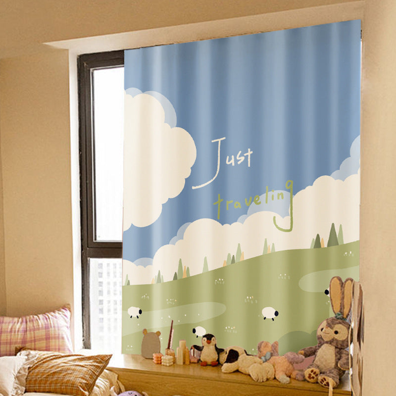 Children's Curtain Velcro Cartoon | Cabinet Curtain without Drilling