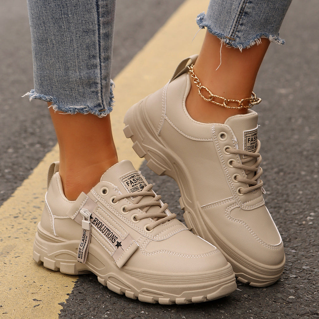 Women's Platform Sneakers with Side Zipper – Sporty Fashion Shoes
