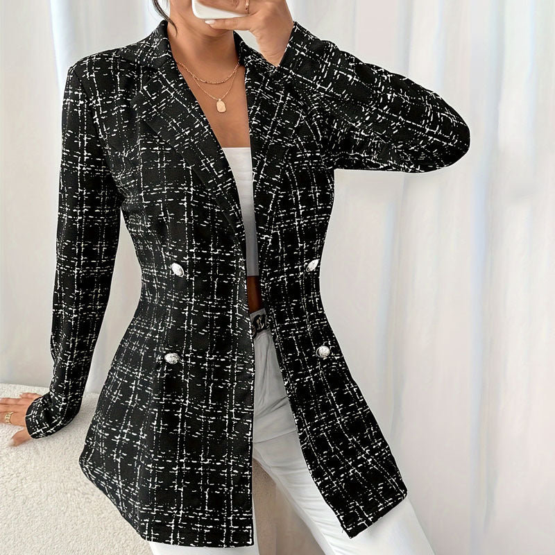 Damen Plaid Mantel Elegant | Slim Fit Winterjacke Chic