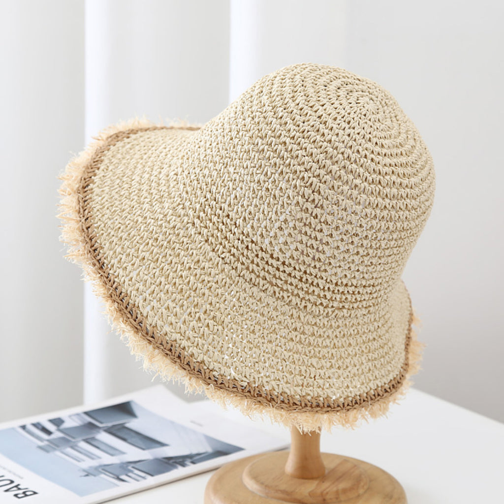 Women's Straw Hat with Fringes – Wide Brim Korean Style Summer Hat