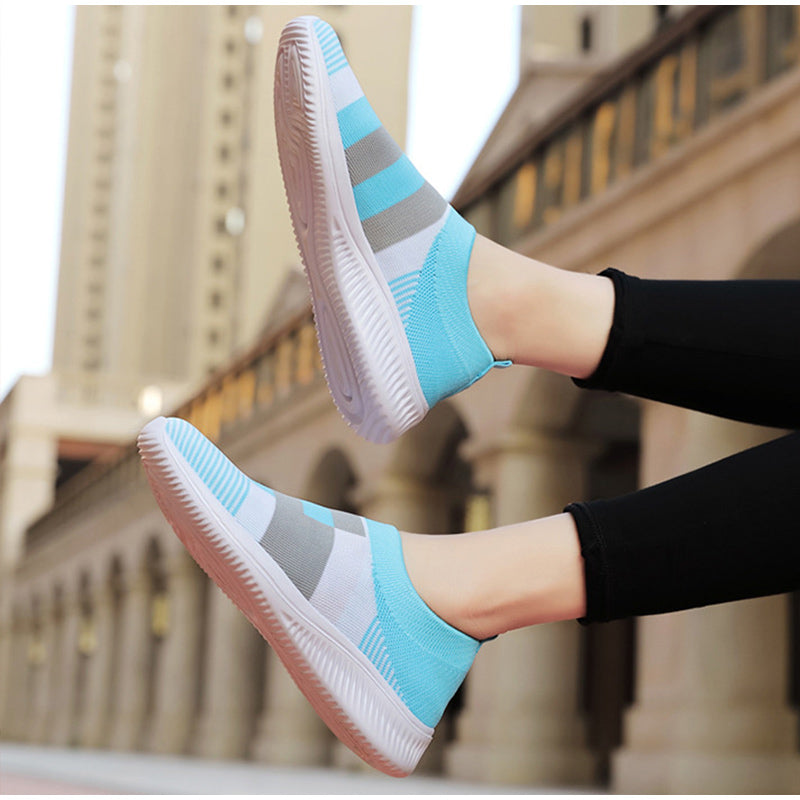 Damen Slip-On Sneaker | Bequeme Strickschuhe Freizeit Schuhe
