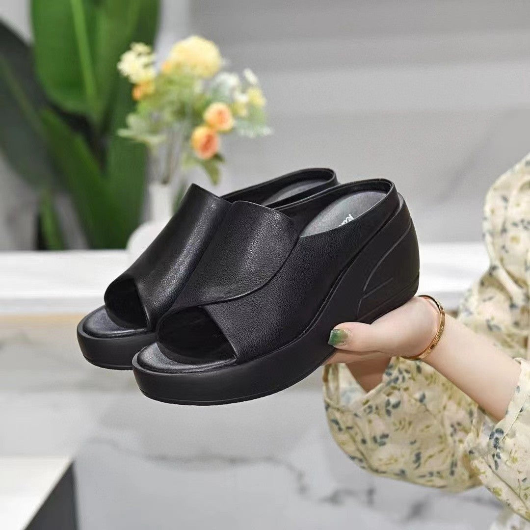 Damen Echtleder Keilsandalen | Weich Komfort Sommer Schuhe