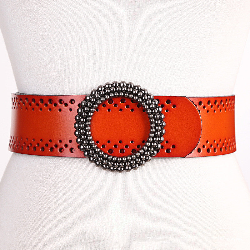 Women's Belt Genuine Leather Holeless | Adjustable Green Elegant