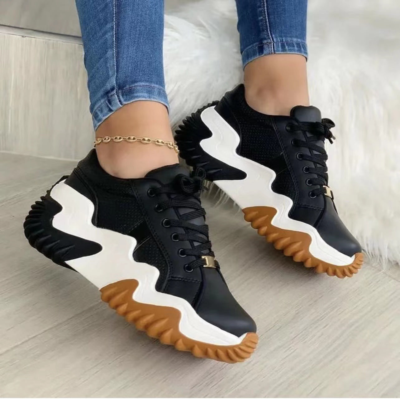 Damen Schnür Sport Sneaker – Bequeme Freizeit Schuhe