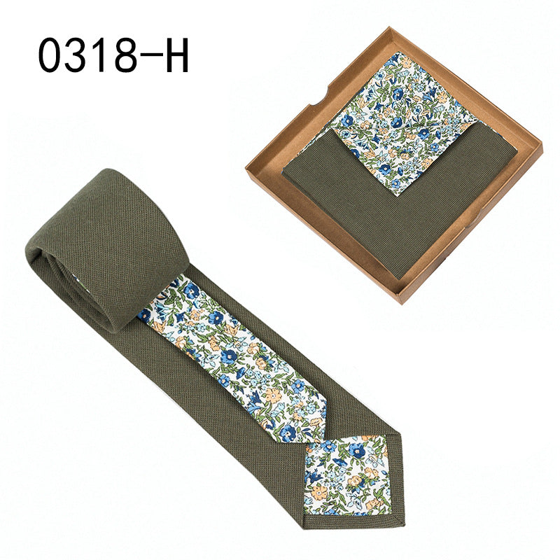 Herren Krawatte floral Baumwolle Einstecktuch elegant modern