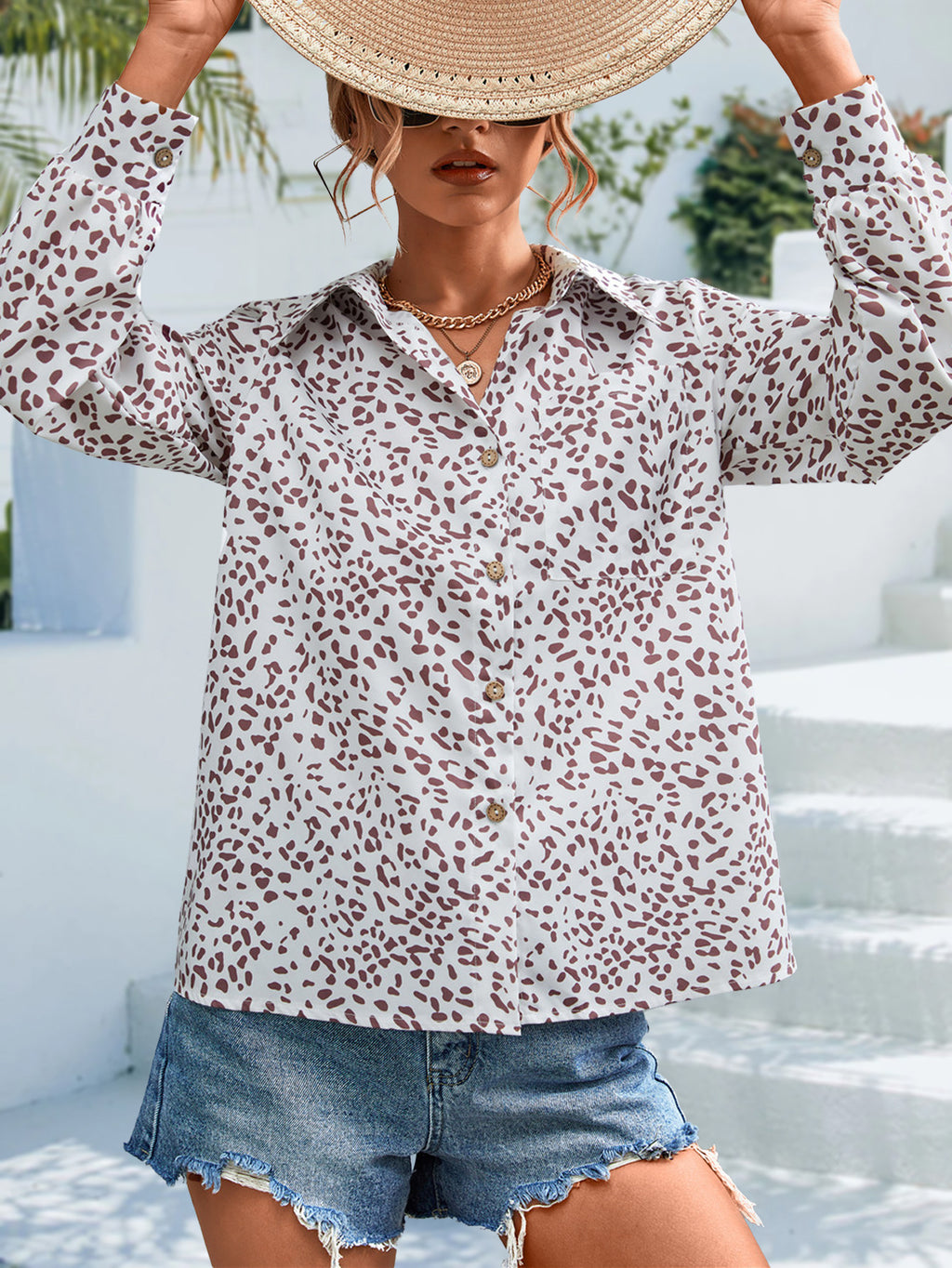 Women's Retro Long-Sleeved Blouse | Elegant Blouse with Print