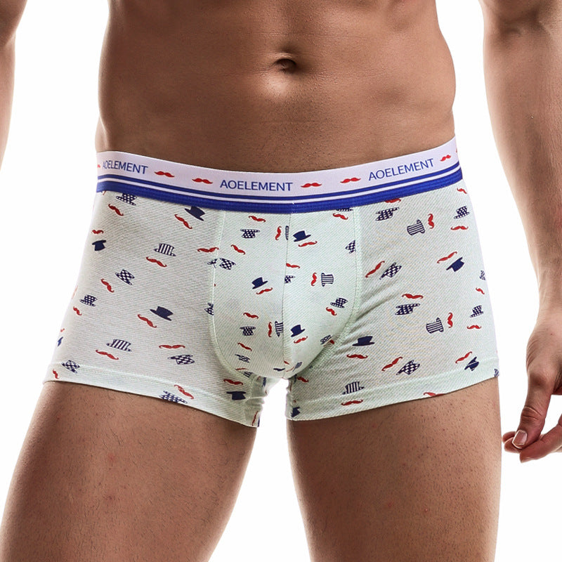 Men's Boxer Briefs Breathable Comfortable | Mid-Waist Print Underwear