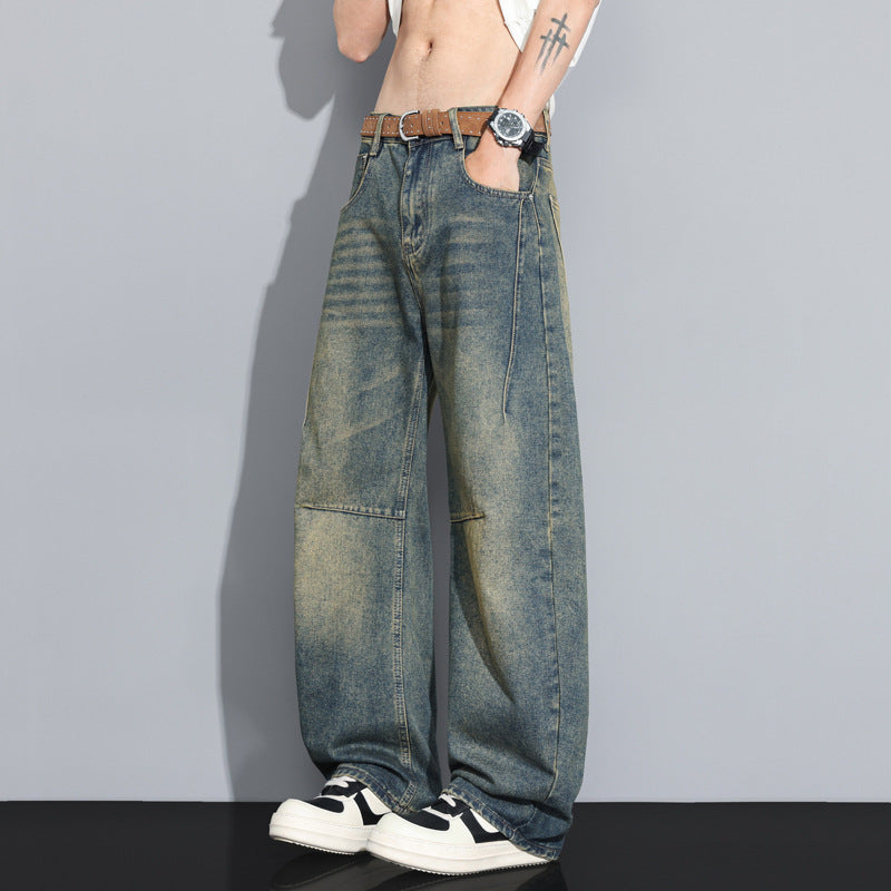 Men's Straight Leg Jeans - High Street Casual Denim Pants