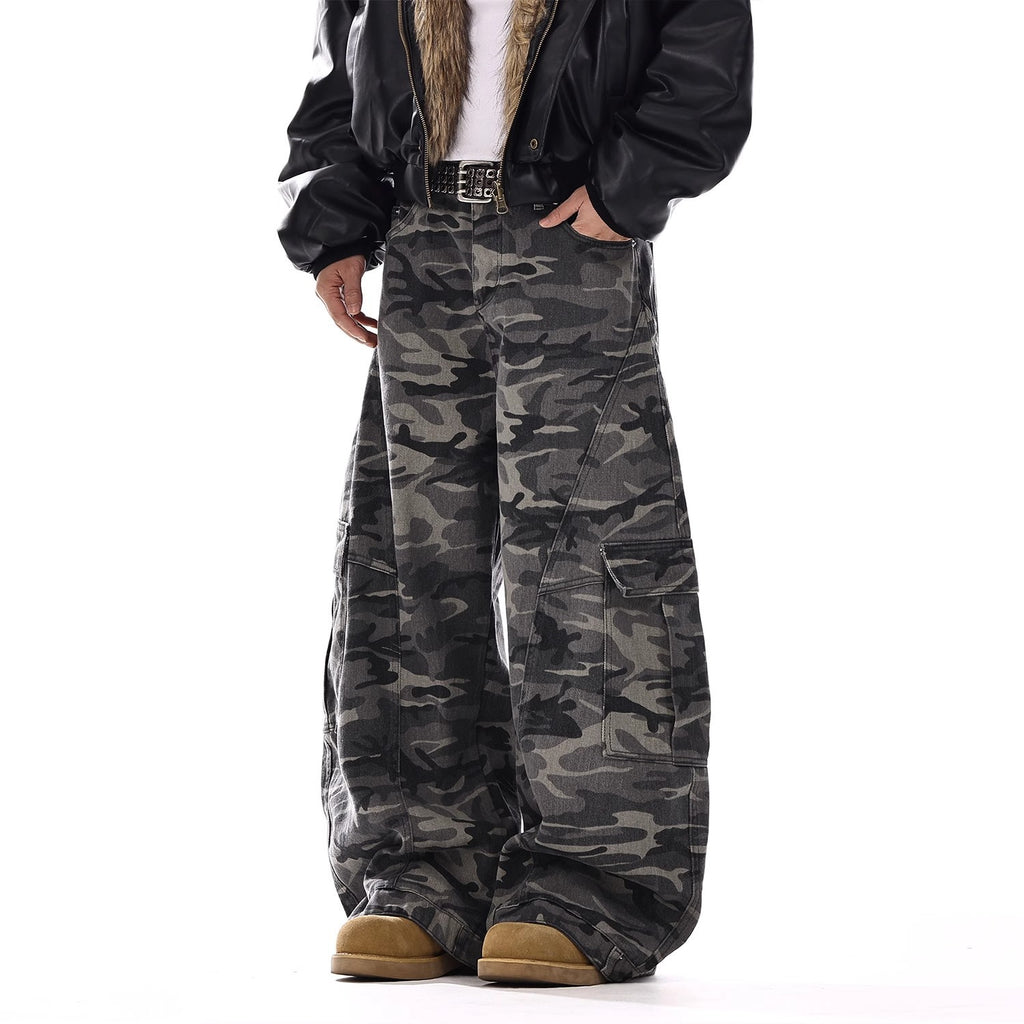 Men's Vintage Camouflage Jeans – American Style Denim Trousers