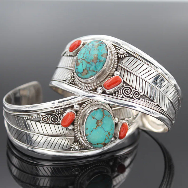 Bohemian Style Fashion Jewelry Bracelet with Turquoise Vintage Pattern