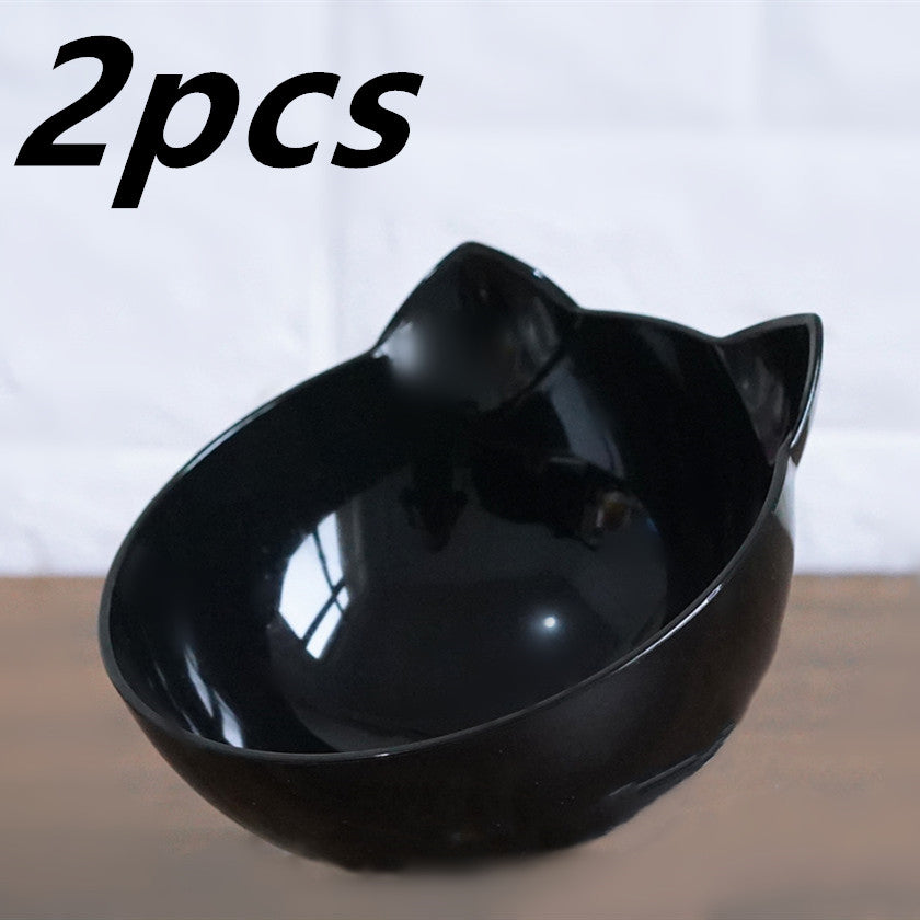 Slanted cat food bowl | Transparent cat ear design bowl