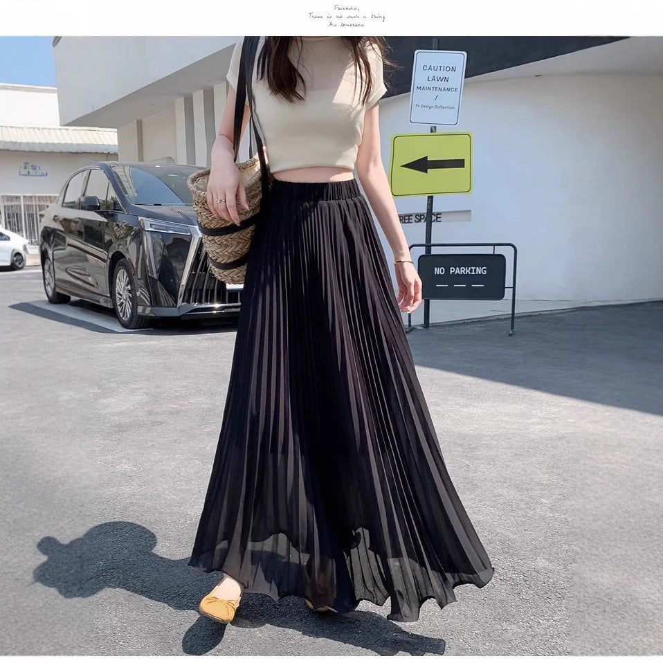 High-Waist Chiffon Plisseerock – Eleganter Damen Midirock