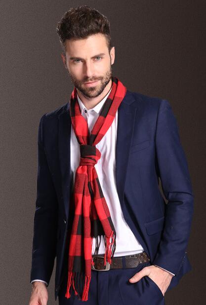 Men's Scarf Tartan Warm Winter Elegant European Style