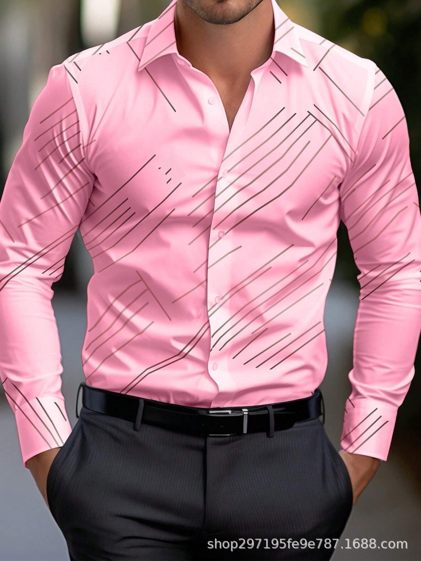 Men's Striped Shirt | Business Plus Size Elegant Modern