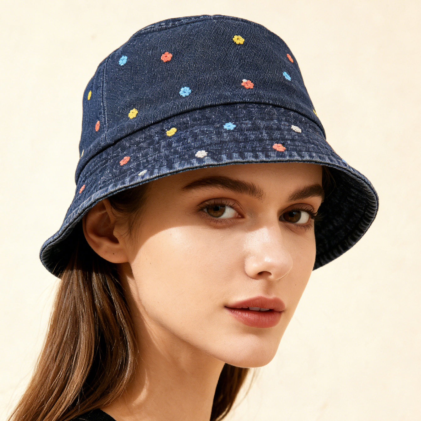 Women's Fisherman Hat with Floral Embroidery – Korean Style Bucket Hat