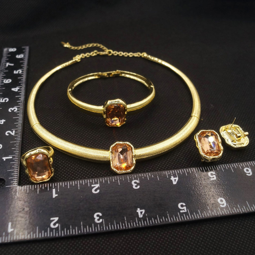 4-Piece Color Block Jewelry Set – Necklace, Earrings, Bracelet & Ring