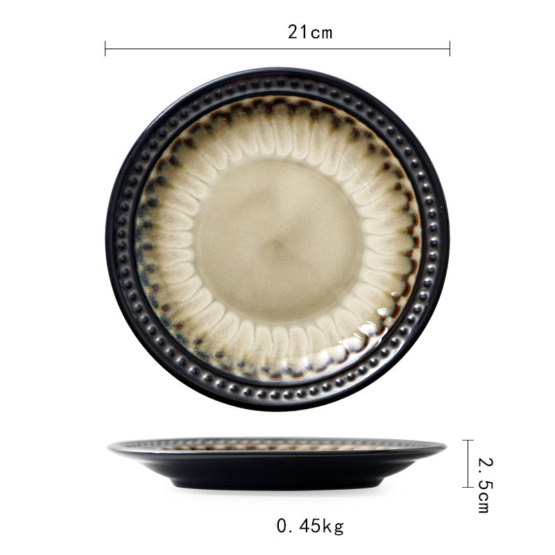 Keramik Teller Vintage | Japanischer Stil Flacher Design Teller