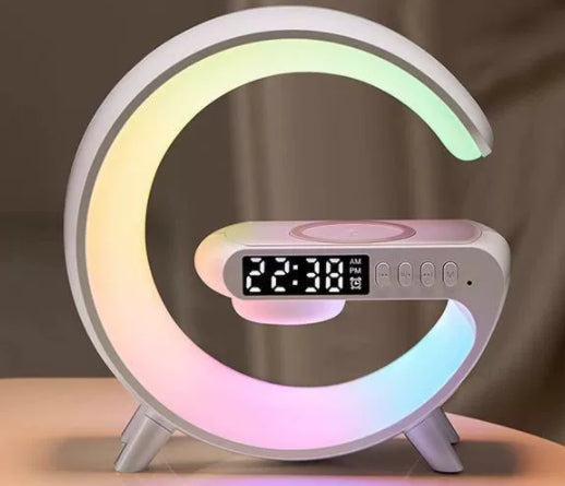 G-Shaped LED Lamp with Bluetooth Speaker & Wireless Charger | Smart Night Light App Control