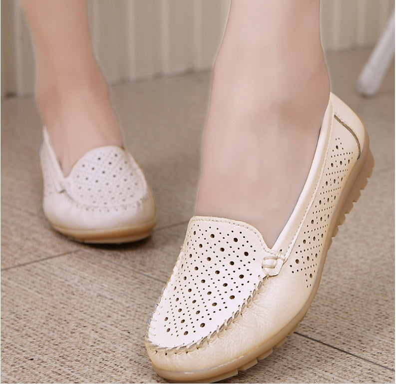 Damen Pflege Schuhe Weiß | Bequeme Leder Slipper Komfortsohle