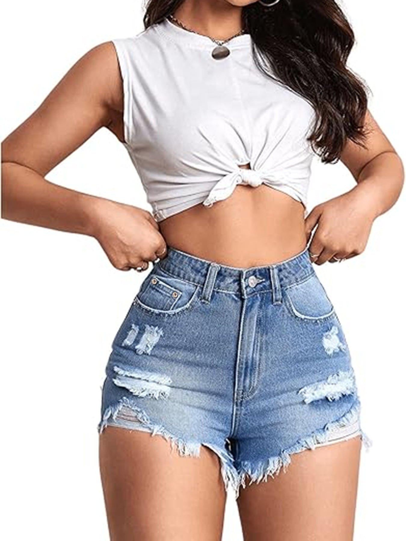 Women's Retro Stretch Skinny Denim Shorts