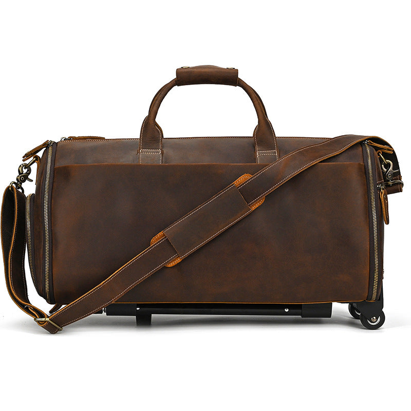 22 Inch Leather Trolley Crazy Horse – Large Premium Travel Bag