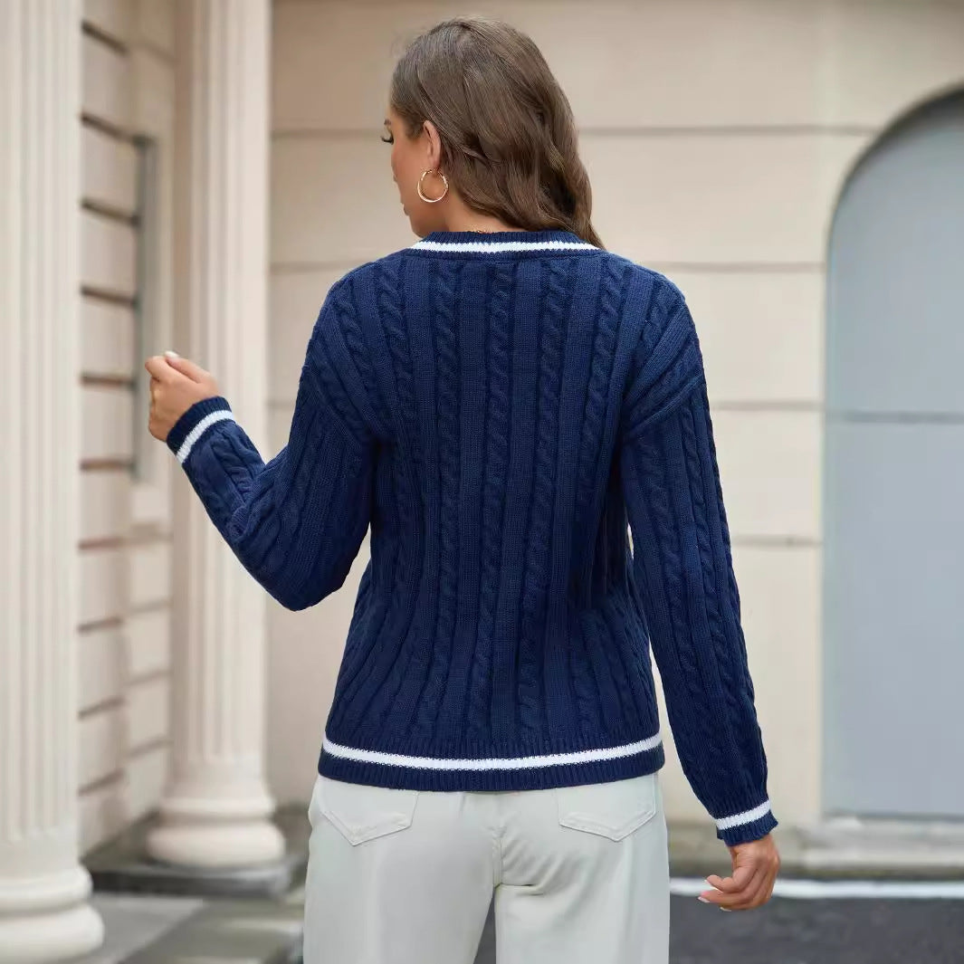 Damen V-Ausschnitt Pullover | Eleganter Strickpullover Stil