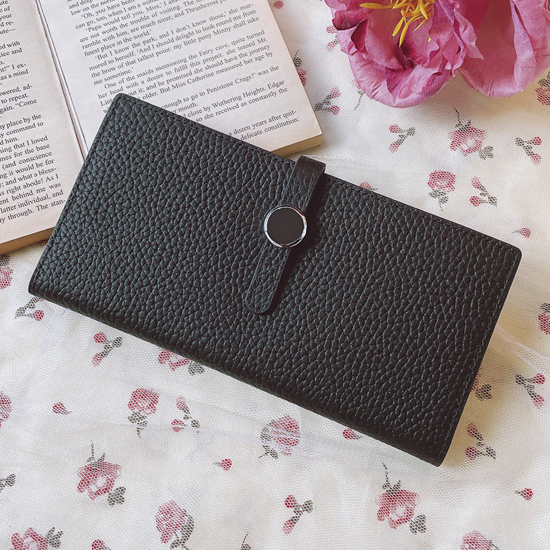 Genuine Leather Women's Wallets Luxury Long Hasp Litchi Pattern Coin Purses