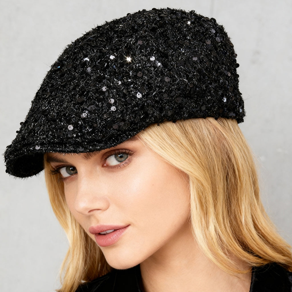 Elegant Ladies' Hat with Sequins – Shimmering Floral Brim