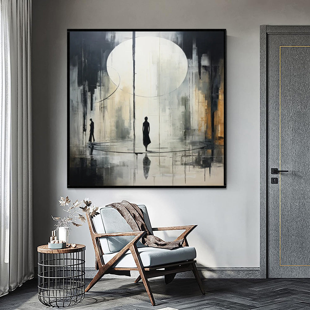 Schwarz Weiß Ölbild abstrakt | Leinwand Kunst modern kaufen