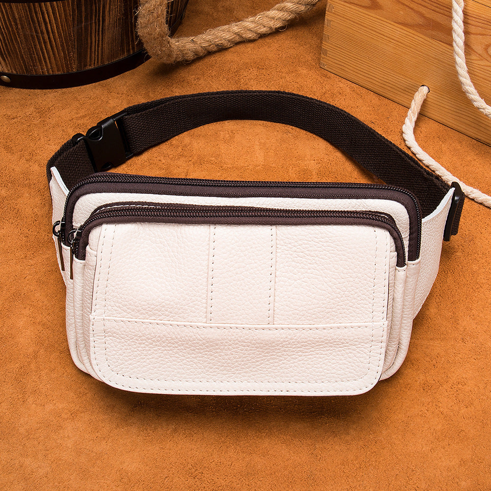 Men's Leather Crossbody Bag | Cowhide Waist Pack Outdoor