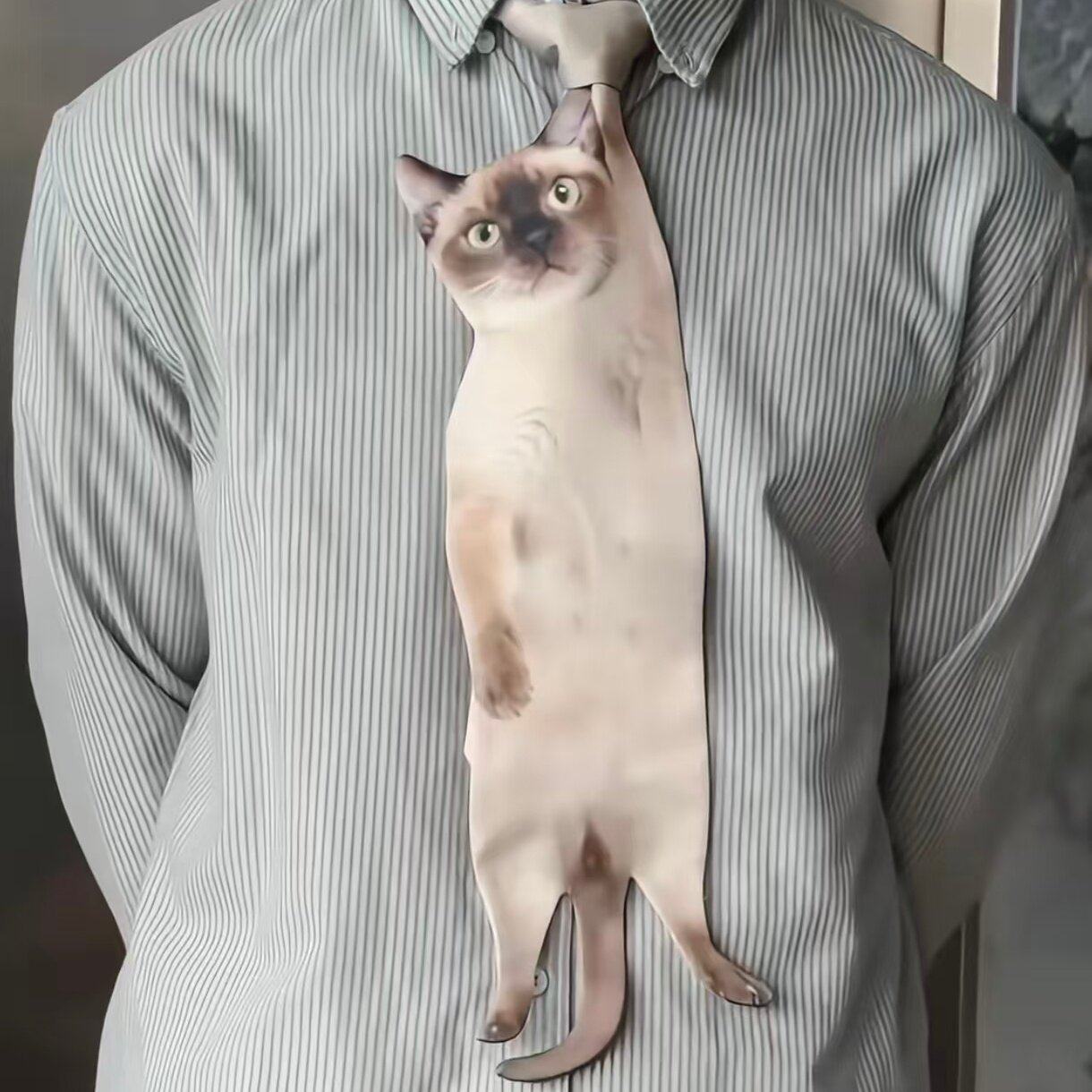 Cat Tie Men Funny Printed Original Style Gift