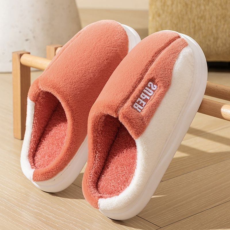 Unisex Plush Slippers Warm – Thick Sole Non-slip Comfort