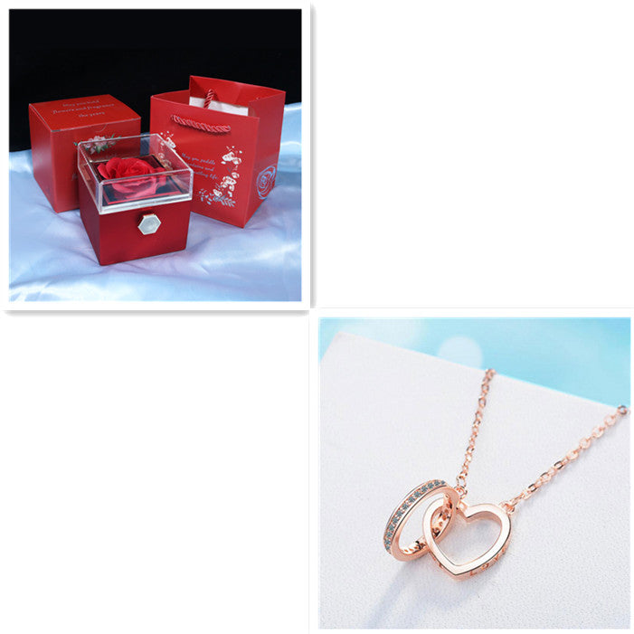 Elegant Double Ring Necklace with Zircon – Symbol of Eternal Love
