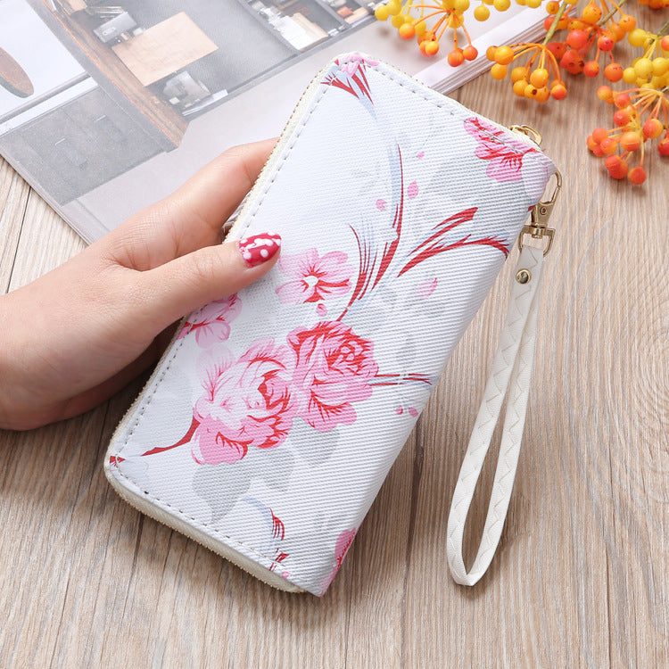 Women's Long Wallet Clutch – Phone Pouch with Elegant Print